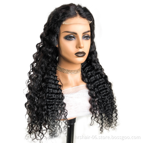 Wholesale Deep Wave Human Hair Wig Lace Front Wigs Brazilian Virgin Hair 4*4 Lace Closure Wigs for Black Women